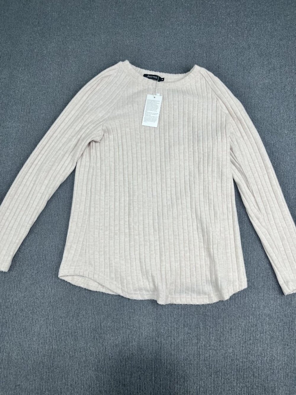 Automet Womens Ribbed Long Sleeve Sweater Top Oatmeal Size M NWT
